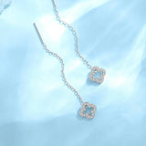 Four-leaf Clover Tassel Stud Earrings Sterling Silver Retro Niche Ins All-match