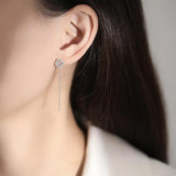 Four-leaf Clover Tassel Stud Earrings Sterling Silver Retro Niche Ins All-match