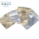 50pcs/lot Silver Foil Cloth Drawstring Velvet Bag Wedding Gift Bags