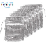 50pcs/lot Silver Foil Cloth Drawstring Velvet Bag Wedding Gift Bags