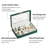 Transparent Jewelry Box Organizer PU Leather Gift Case