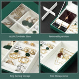 Transparent Jewelry Box Organizer PU Leather Gift Case