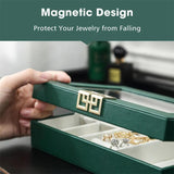 Transparent Jewelry Box Organizer PU Leather Gift Case