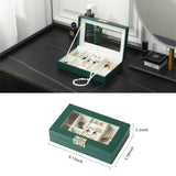 Transparent Jewelry Box Organizer PU Leather Gift Case