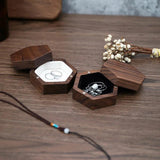 Walnut Wedding Ring Box Pair Hexagon Shape