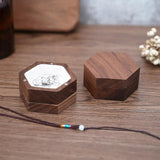 Walnut Wedding Ring Box Pair Hexagon Shape