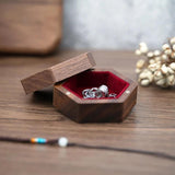 Walnut Wedding Ring Box Pair Hexagon Shape