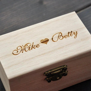 Personalized Wooden Ring Box Engraved Names Rustic Wedding Gift