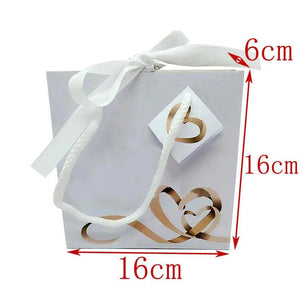 10pcs Heart Ribbon Paper Bag for Jewelry Bracelet Necklace Ring Earring