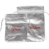 50pcs 7x9 9x12 Silver Drawstring Jewelry Packaging Fabric Bag