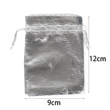 50pcs 7x9 9x12 Silver Drawstring Jewelry Packaging Fabric Bag