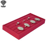 Portable Velvet Jewelry Ring Display Organizer Box Holder Earring Storage Case