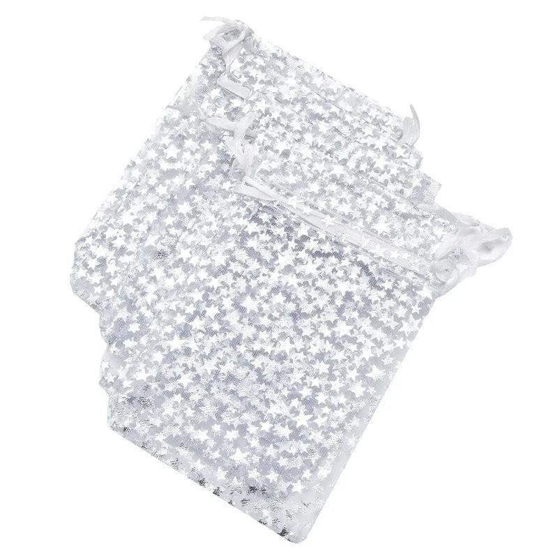 50pcs Wedding Party Organza Gift Bags Drawstring Candy Pouches Jewelry Packaging