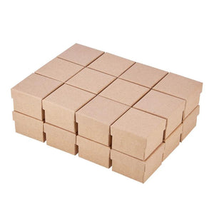 4pcs Square Tan Cardboard Jewelry Boxes for Ring Jewelry Packaging Display