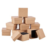 4pcs Square Tan Cardboard Jewelry Boxes for Ring Jewelry Packaging Display