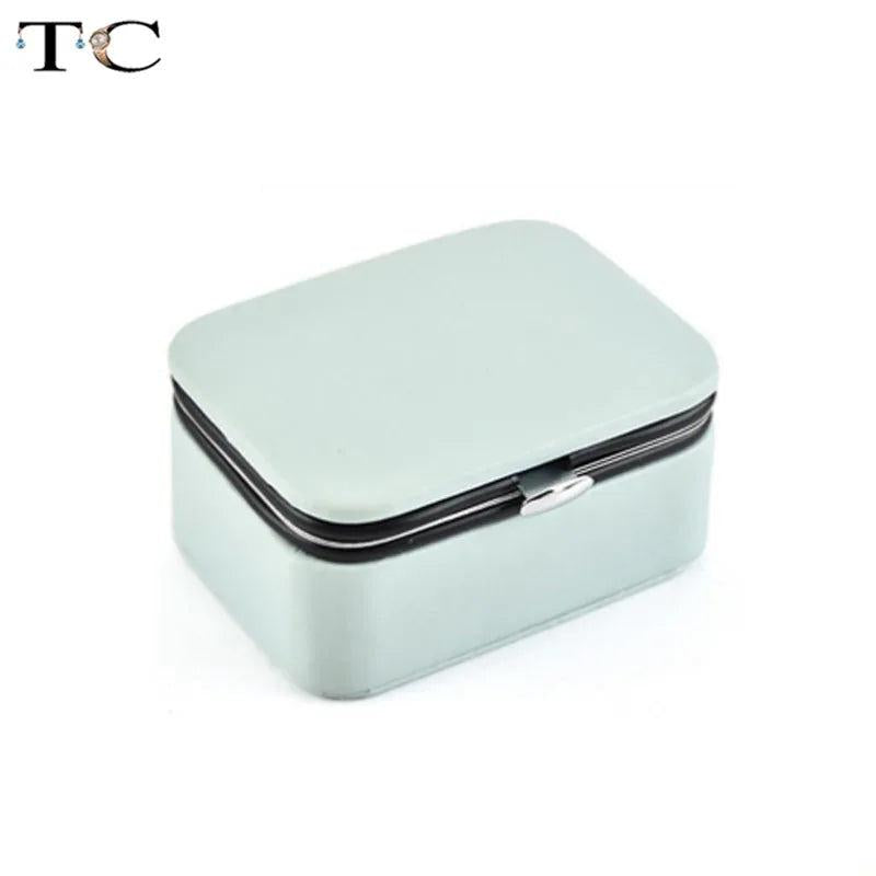 Mini Jewelry Carrier Box Portable Jewelry Box Ring Earrings PU Leather