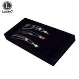 Portable Velvet Jewelry Necklace Display Tray Pendant Chain Storage Box