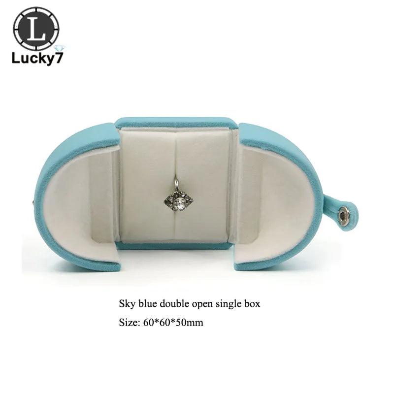 Light Double Open Jewelry Box Wedding Ring Surprise Organizer