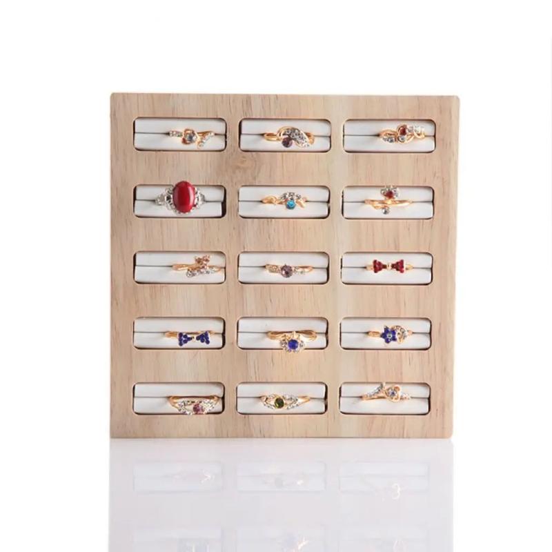 15 Slot Wooden Ring Organizer Jewelry Display Holder