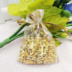 100Pcs/Lot Rose Flower Drawstring Organza Gift Bags Jewelry Packaging Pouches