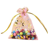 100Pcs/Lot Rose Flower Drawstring Organza Gift Bags Jewelry Packaging Pouches