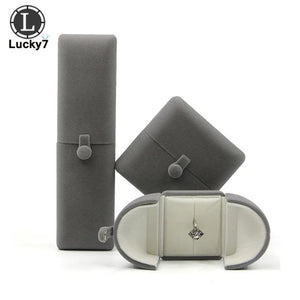 Gray Double Open Jewelry Box Wedding Ring Box