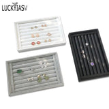 Velvet Jewelry Trays Box Earring Rings Storage Box