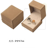 Brown Leather Jewelry Box Ring Display Holder Organizer