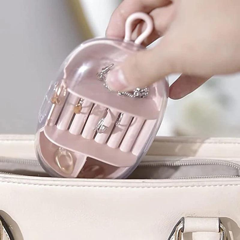 Travel Jewelry Box with 3 Grid Layer Storage Organizer