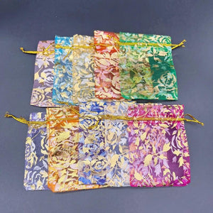 100pcs Rose Organza Gift Bag Christmas Wedding Packaging Small Mesh Sachet Bags