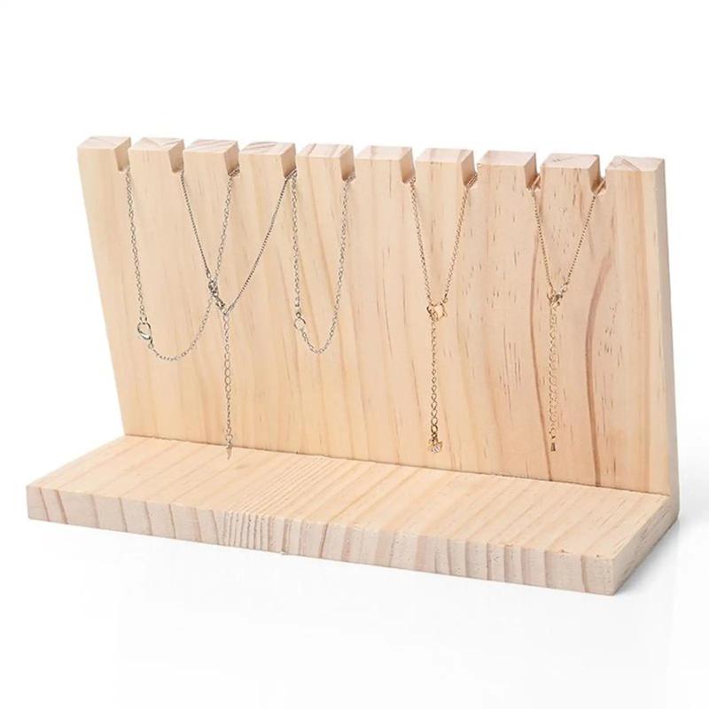 Wooden L Shape Necklace Jewelry Stand Display