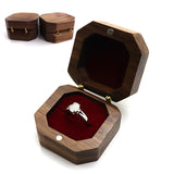 Personalized Square Ring Box Walnut Wood Proposal Engagement Wedding