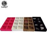 Velvet Jewelry Display Tray 8 Grids Organizer Box