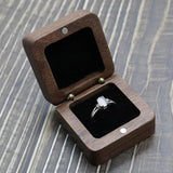 Personalized Wedding Ring Bearer Box Walnut Jewelry Square Display Case