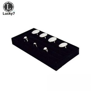 Velvet Ring Jewelry Display Tray Organizer Storage Box