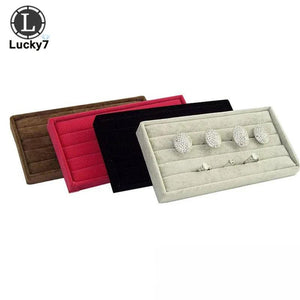 Velvet Ring Jewelry Display Tray Organizer Storage Box