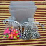 100pcs Silver Grey Organza Bags Wedding Christmas Gift Bag