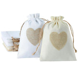 10pcs Burlap Heart Drawstring Bags for Party Wedding Birthdays