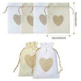 10pcs Burlap Heart Drawstring Bags for Party Wedding Birthdays