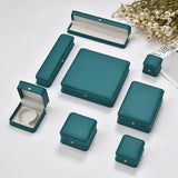 Green PU Leather Jewelry Box Crown Buckle Necklace Set