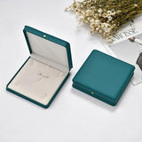 Green PU Leather Jewelry Box Crown Buckle Necklace Set