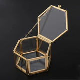Hexagon Glass Jewelry Box Wedding Ring Organizer Showcase Container