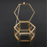 Hexagon Glass Jewelry Box Wedding Ring Organizer Container