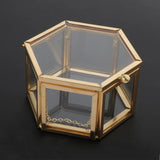 Hexagon Glass Jewelry Box Wedding Ring Organizer Container