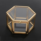 Hexagon Glass Jewelry Box Wedding Ring Organizer Container
