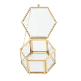 Hexagon Glass Jewelry Box Wedding Ring Organizer Container