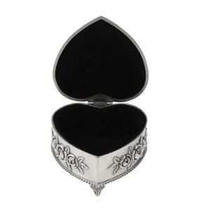 Vintage Flower Carved Jewelry Box Rings Holder Case