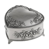 Vintage Flower Carved Jewelry Box Rings Holder Case