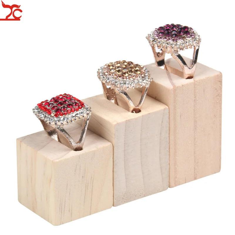 3 Pcs Wooden Ring Jewelry Display Stand Holder Organizer