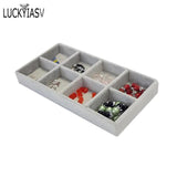 Velvet Jewelry Display Tray 8 Grids Ring Earrings Holder Container